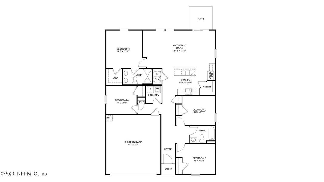 2D floor plan layout of this home in Bridle Creek, Jacksonville, FL (Image 3).