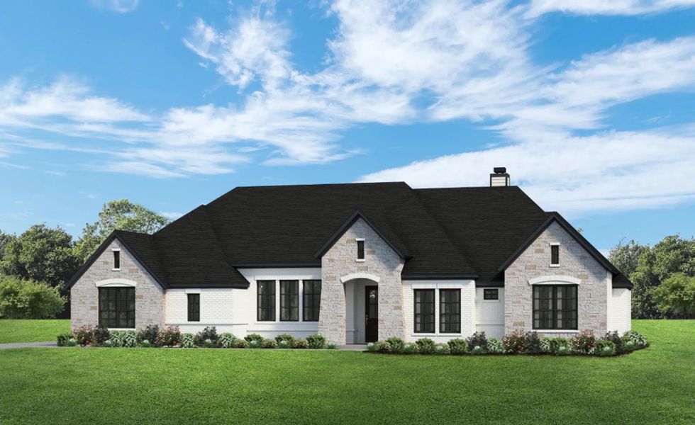 Representative exterior photo of a completed home built from the The Avery by Elmwood Custom Homes in Matthews Farm, Venus, TX (Image 11). Representative exterior photo of a completed home built from the The Avery by Elmwood Custom Homes in Matthews Farm, Venus, TX (Image 11).