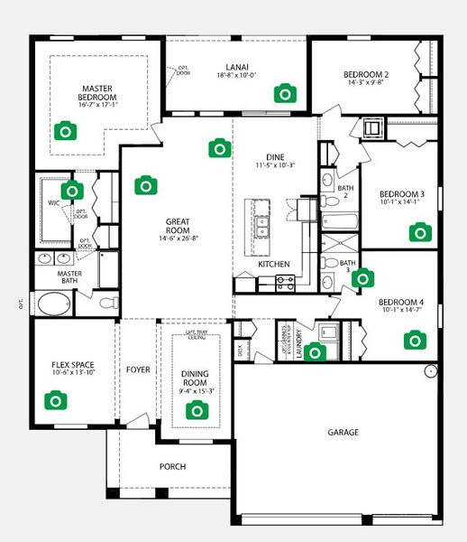 2D floor plan layout for the Sierra by Maronda Homes in Rotonda, Port Charlotte, FL (Image 3).