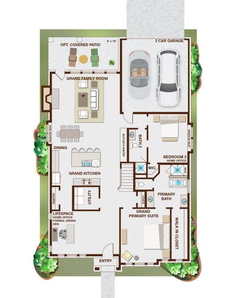 2D floor plan layout for the Royal Oak by Grand Homes in Edgewater, Fate, TX (Image 3). 2D floor plan layout for the Royal Oak by Grand Homes in Edgewater, Fate, TX (Image 3).