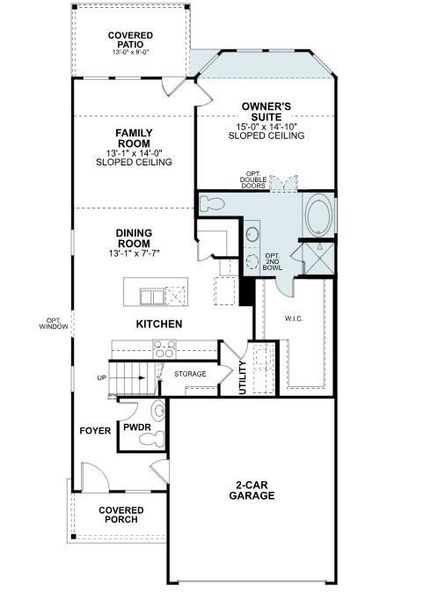 2D floor plan layout of this home in Pinewood at Grand Texas, New Caney, TX (Image 3).