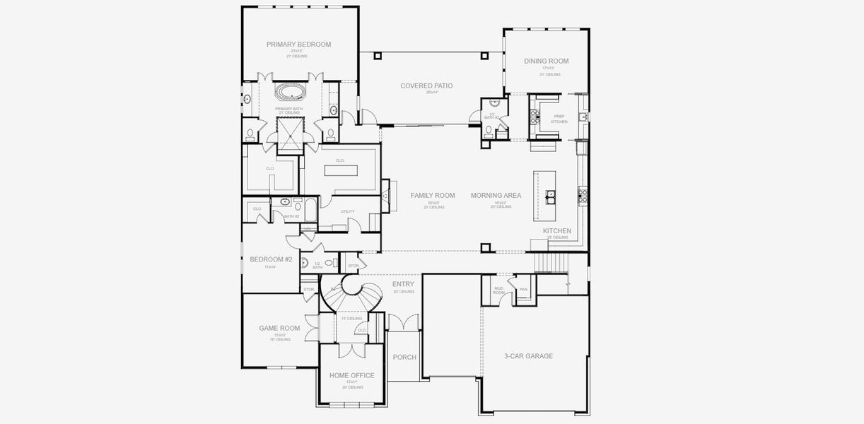 2D floor plan layout for the 5573S by Perry Homes in Bristol Valley, Rockwall, TX (Image 6).