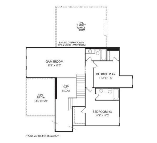 2D floor plan layout of this home in Wolf Ranch West Bend - 70', Georgetown, TX (Image 3).