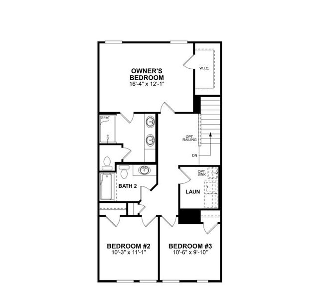 2D floor plan layout of this home in Green Level Trail Townhomes, Apex, NC (Image 6).