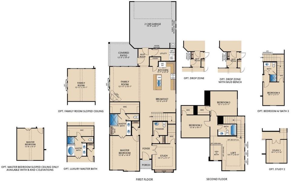 2D floor plan layout for the Timberline by Pacesetter Homes in La Terra at Uptown Celina, Celina, TX (Image 3). 2D floor plan layout for the Timberline by Pacesetter Homes in La Terra at Uptown Celina, Celina, TX (Image 3).