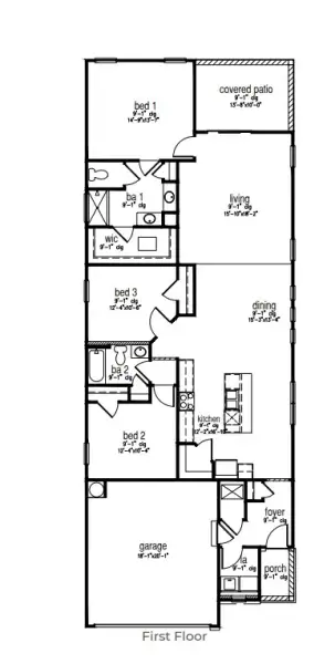2D floor plan layout for the Desmond by D.R. Horton in The Sanctuary at East Argent, Ridgeland, SC (Image 3).