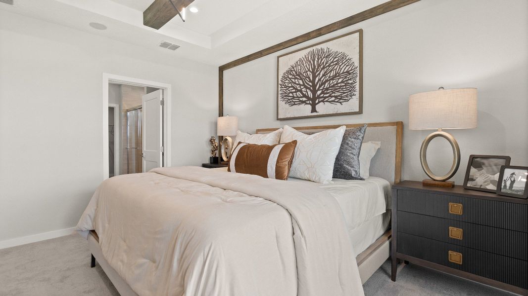 Contemporary Primary Suite with in this New Construction Home in Winter Haven Florida by DRB Homes in Willowbrook North