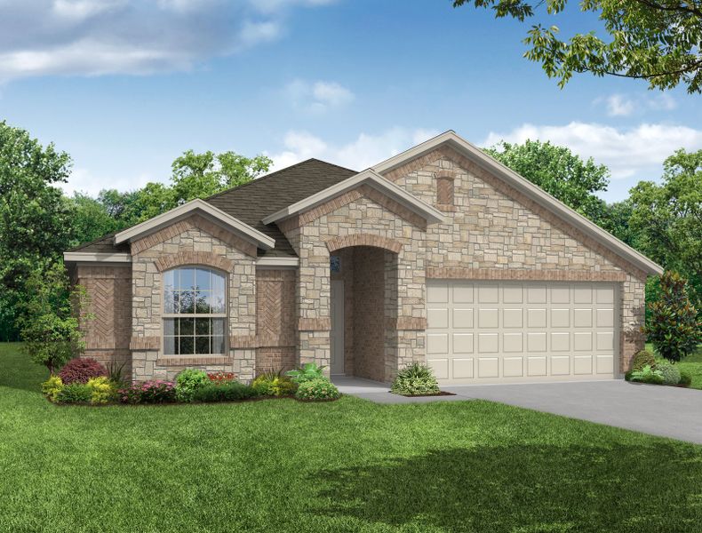 Representative exterior photo of a completed home built from the Austin by Impression Homes in De Berry Reserve, Royse City, TX (Image 14). Representative exterior photo of a completed home built from the Austin by Impression Homes in De Berry Reserve, Royse City, TX (Image 14).