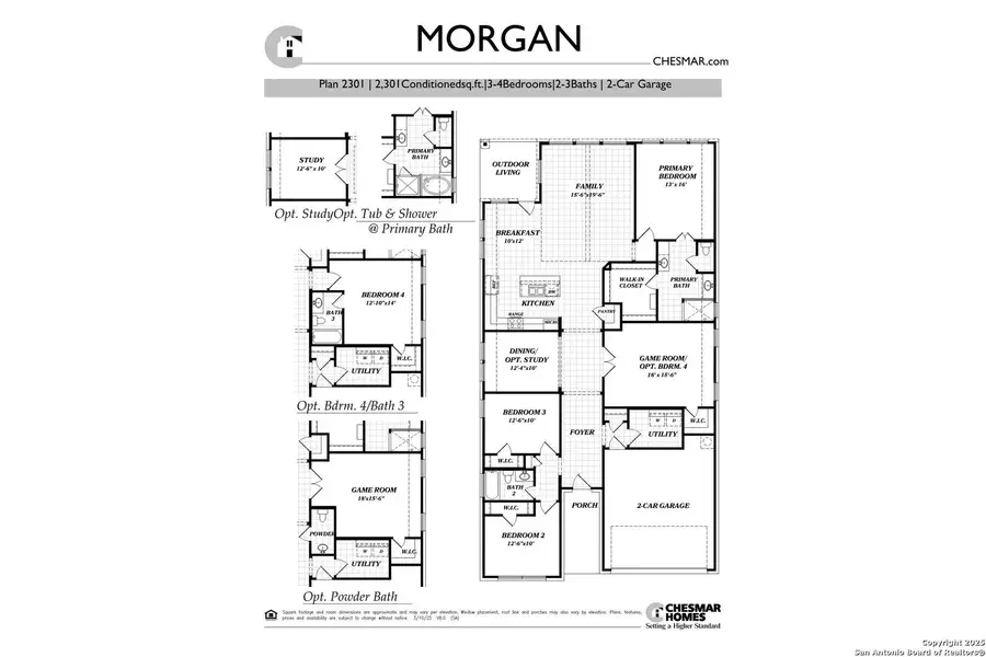 2D floor plan layout of this home in Esperanza – New Phase Now Selling, Boerne, TX (Image 5).