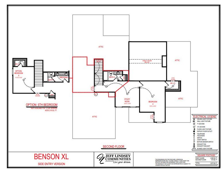 2D floor plan layout for the Benson A XL by Jeff Lindsey Communities in Belle Hall, Newnan, GA (Image 2).