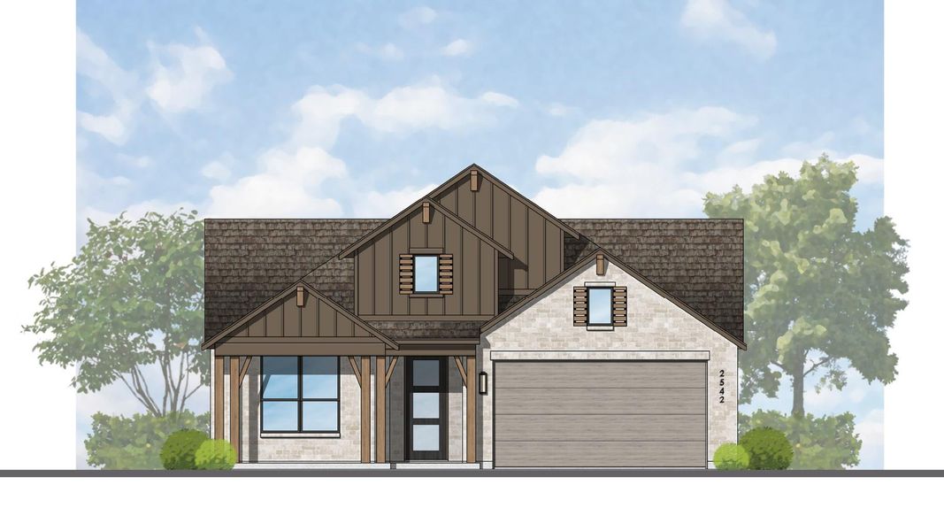 Exterior rendering of this home design in Lariat, Liberty Hill, TX (Image 2).