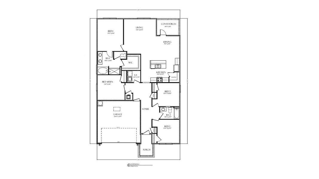 2D floor plan layout for the Cali by D.R. Horton in Ashton Park Phase III, Freeport, FL (Image 4).
