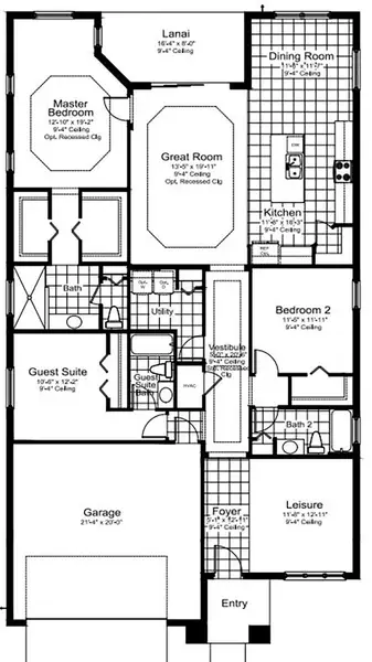 2D floor plan layout of this home in Palm Grove, Lakewood Ranch, FL (Image 5).