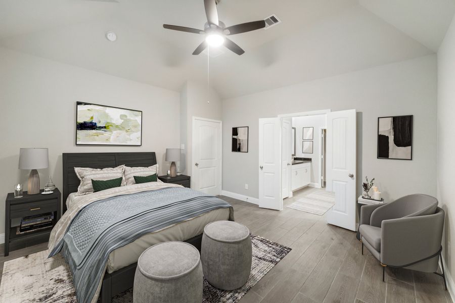 Representative furnished interior of a home built from the Cibola by Beazer Homes in Gatherings® at Chambers Creek: Signature Collection, Willis (Image 8).