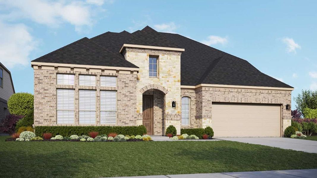 Representative exterior photo of a completed home built from the Princeton by DRB Homes in Retreat at San Gabriel, Georgetown, TX (Image 5).