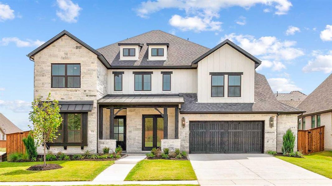 Front exterior of a new home in Adkins Park 70', Hurst, TX, highlighting curb appeal (Image 2).