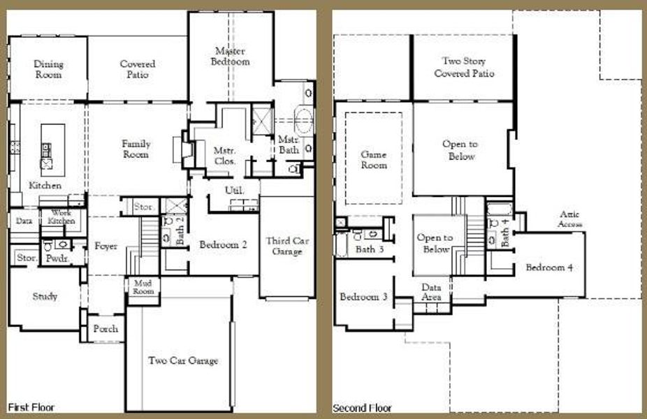 2D floor plan layout of this home in Palmera Ridge, Leander, TX (Image 2).