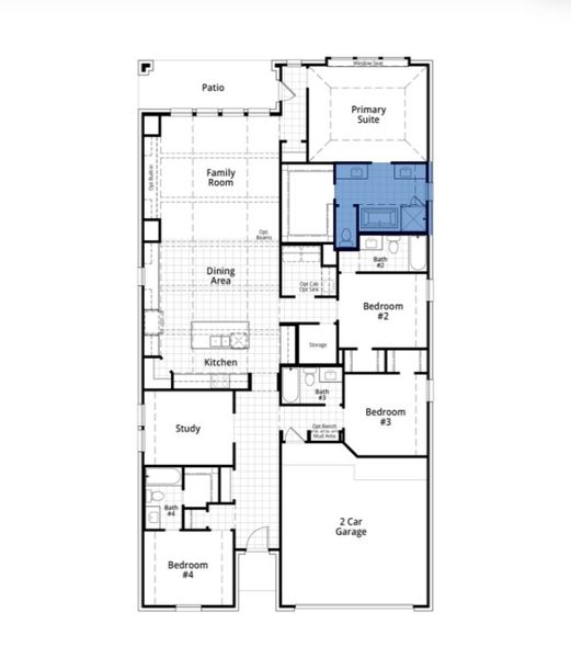 2D floor plan layout for the Hampton by Highland Homes in Ramble, Celina, TX (Image 3).