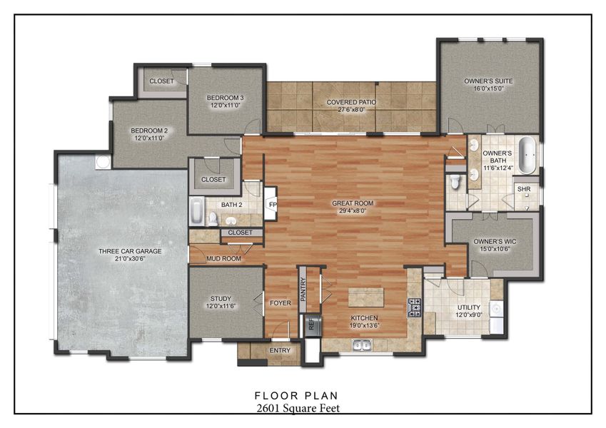 2D floor plan layout of this home in Stagecoach Crossing, Bridgeport, TX (Image 2).