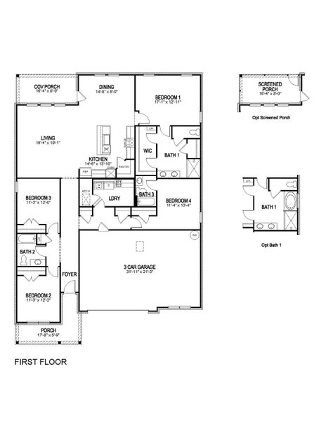 2D floor plan layout for the DENHAM by D.R. Horton in Harvest Point, Spring Hill, TN (Image 5).