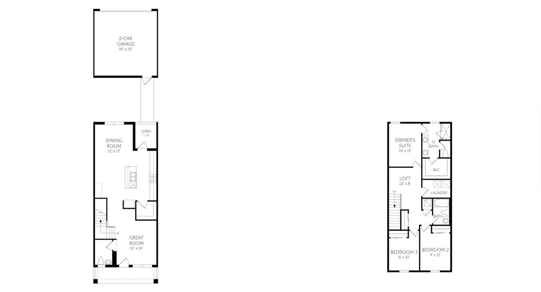 2D floor plan layout for the Sage by Dream Finders Homes in Serenade at Ovation, Winter Garden, FL (Image 2).
