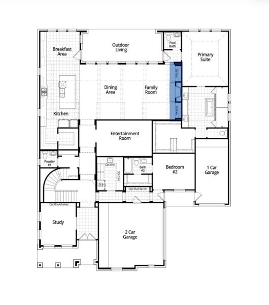 2D floor plan layout for the Varese by Highland Homes in Ridgeline: 70ft. lots, McKinney, TX (Image 30).