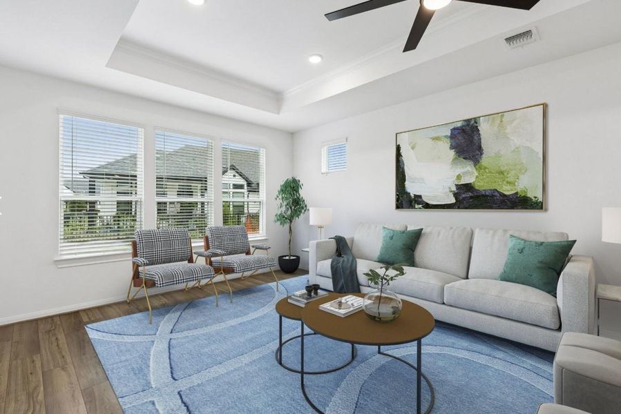 Furnished interior view inside a new home in Del Webb in Chambers Creek, Willis (Image 13).