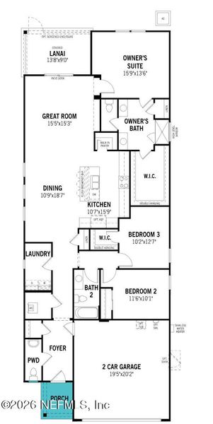 2D floor plan layout of this home in RiverTown, St. Johns, FL (Image 4).
