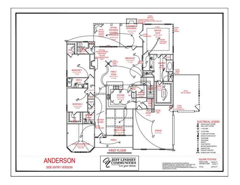 2D floor plan layout for the Anderson B by Jeff Lindsey Communities in Estates At Cedar Grove, Fairburn, GA (Image 8). 2D floor plan layout for the Anderson B by Jeff Lindsey Communities in Estates At Cedar Grove, Fairburn, GA (Image 8).