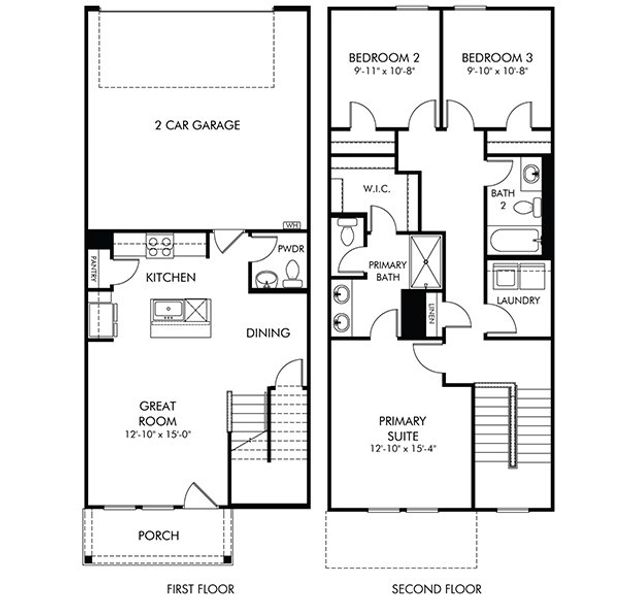 2D floor plan layout of this home in Cadence Meadows Townes, Zebulon, NC (Image 2). 2D floor plan layout of this home in Cadence Meadows Townes, Zebulon, NC (Image 2).