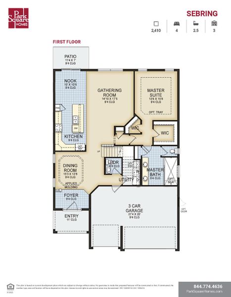 2D floor plan layout for the Sebring by Park Square Residential in Summerbrooke, Mount Dora, FL (Image 4). 2D floor plan layout for the Sebring by Park Square Residential in Summerbrooke, Mount Dora, FL (Image 4).