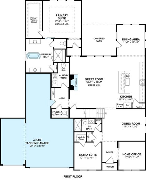 2D floor plan layout of this home in Westland Ranch - 70' Homesites, League City, TX (Image 4).