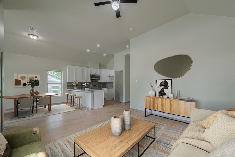 Experience the spaciousness of this open floor plan, beautifully showcased through virtual staging. Experience the spaciousness of this open floor plan, beautifully showcased through virtual staging.