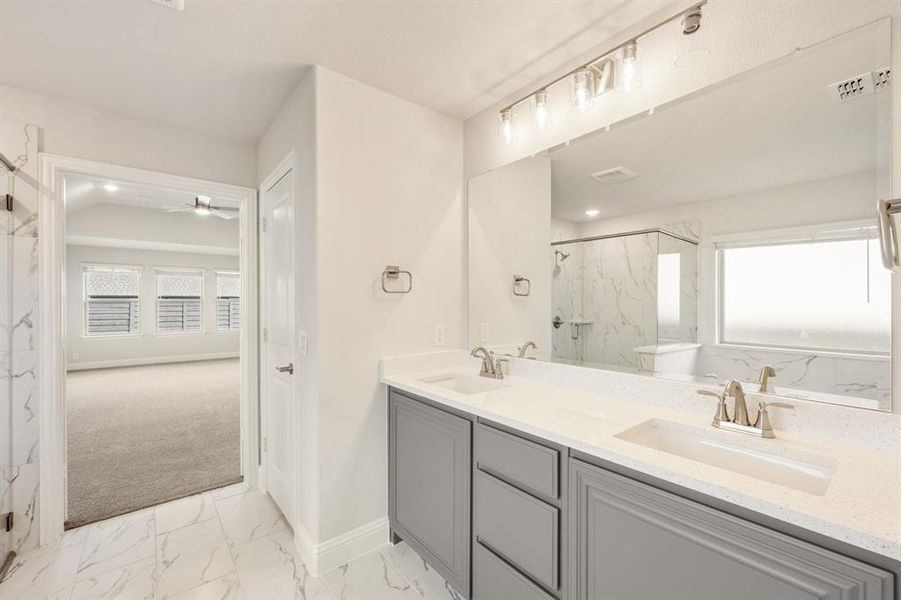 Furnished interior view inside a new home in Union Park Classic 60, Little Elm (Image 13). Furnished interior view inside a new home in Union Park Classic 60, Little Elm (Image 13).