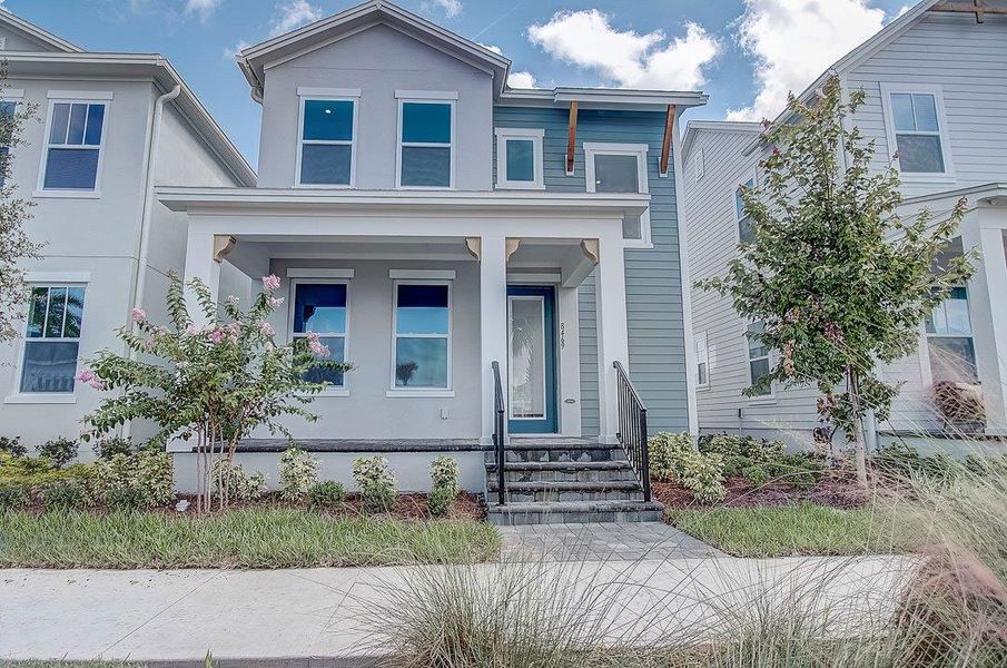 Representative exterior details of a home built from the The Belshire by David Weekley Homes in Laureate Park at Lake Nona - Garden Series, Orlando (Image 3).