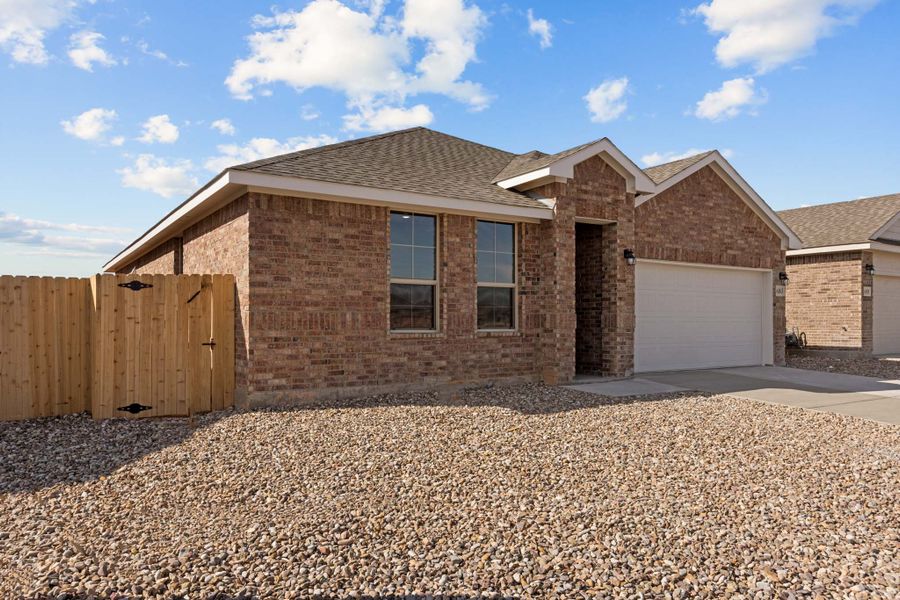 Representative exterior photo of a completed home built from the Tupelo by D.R. Horton in Yukon Ridge, Odessa, TX (Image 2). Representative exterior photo of a completed home built from the Tupelo by D.R. Horton in Yukon Ridge, Odessa, TX (Image 2).