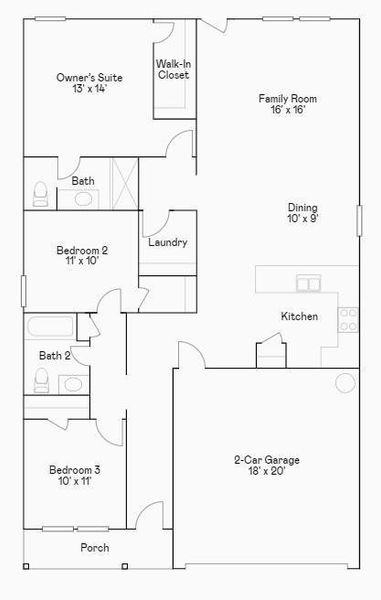 2D floor plan layout of this home in Valor Park, Bay City, TX (Image 3).
