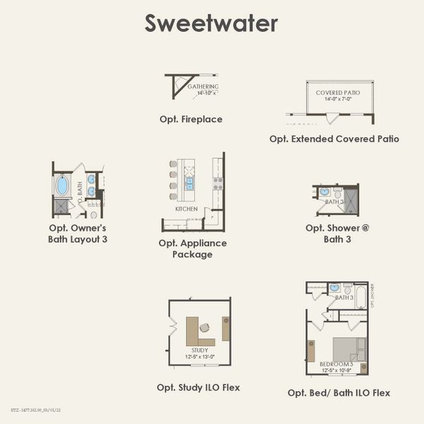 2D floor plan layout for the Sweetwater by Pulte Homes in Whitewing Trails, Princeton, TX (Image 4).