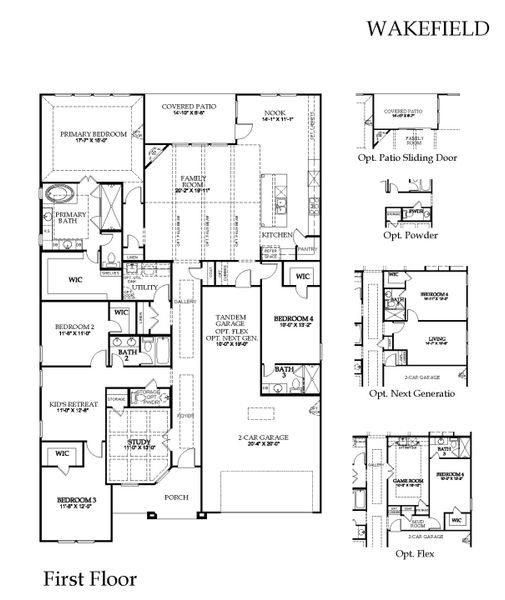 2D floor plan layout for the Wakefield by Windsor Homes in Nelson Lake Estates, Rockwall, TX (Image 6).