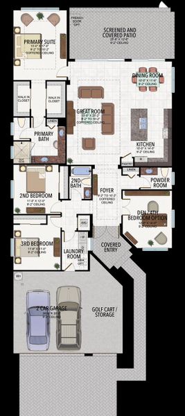 2D floor plan layout for the Palazzo by GL Homes in Valencia Parc at Riverland, Port St. Lucie, FL (Image 5).