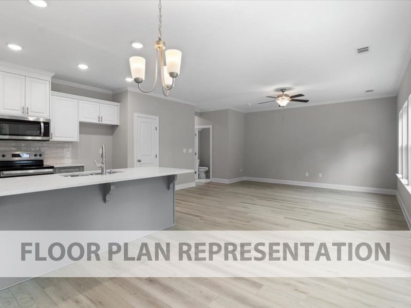 The 1684 Plan Living Room | Functional & Maximized Space designed by Ivey Homes