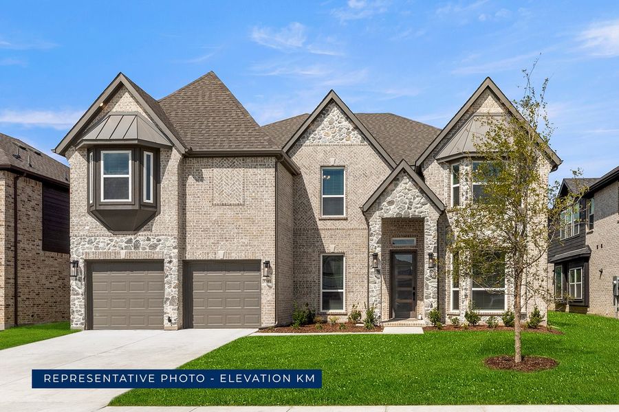 Representative exterior photo of a completed home built from the Hillcrest 2F (w/Media) by First Texas Homes in Cambridge Estates, Prosper, TX (Image 17).