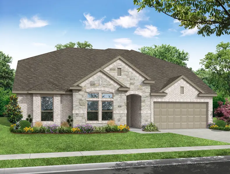 Representative exterior photo of a completed home built from the Hadleigh by Impression Homes in Mountain Valley Lake, Burleson, TX (Image 8). Representative exterior photo of a completed home built from the Hadleigh by Impression Homes in Mountain Valley Lake, Burleson, TX (Image 8).