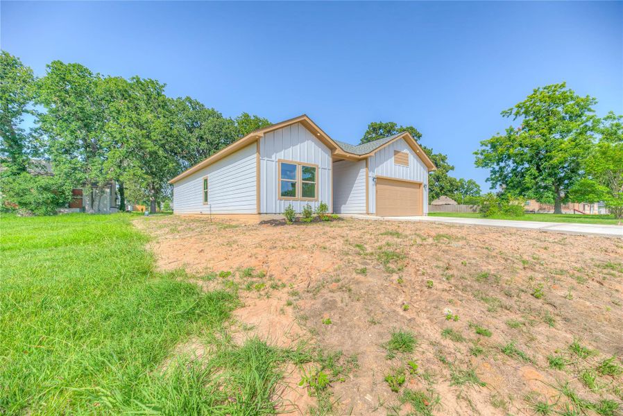 Side view of the front of the house