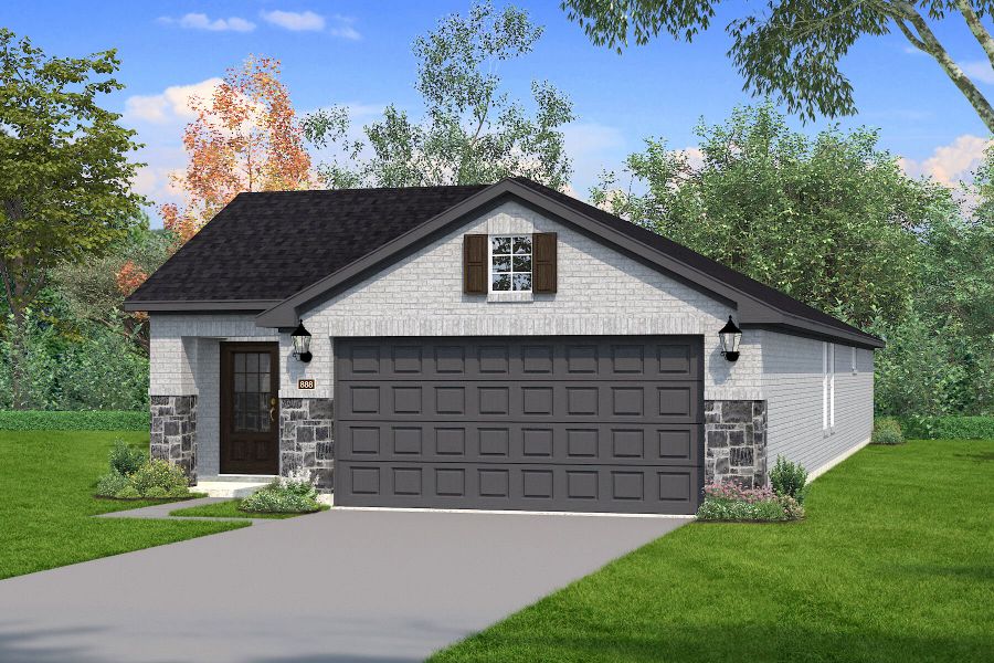 The Hamilton II - Traditional with Stone Elevation