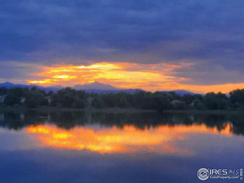 Sunset at Waneka Lake. Hiking Trail Around Lake