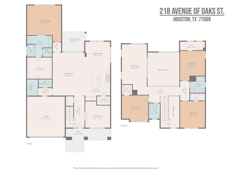 First and second story floor plan. Notice the primary suite on the first level.