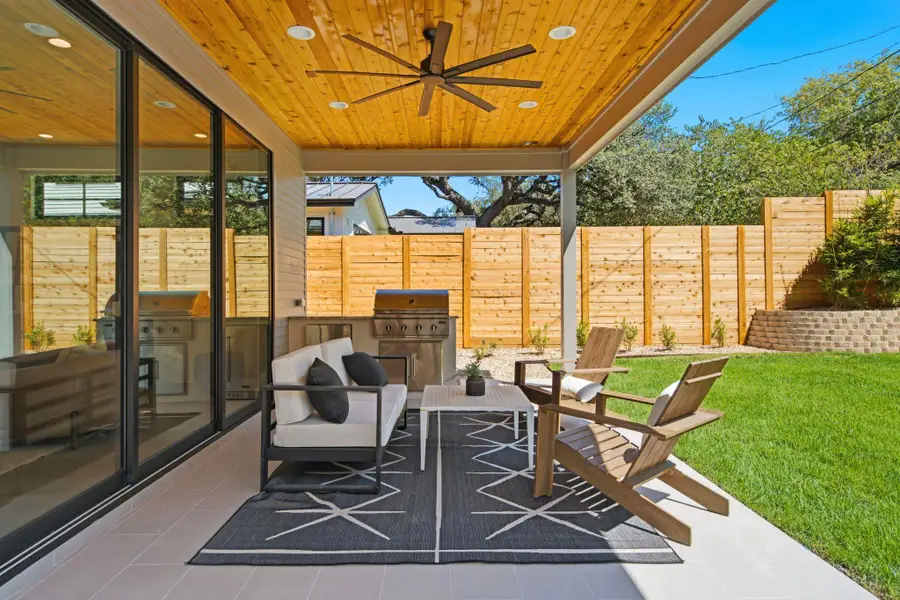 Exterior details and patio area of a home in , Austin (Image 25). Exterior details and patio area of a home in , Austin (Image 25).