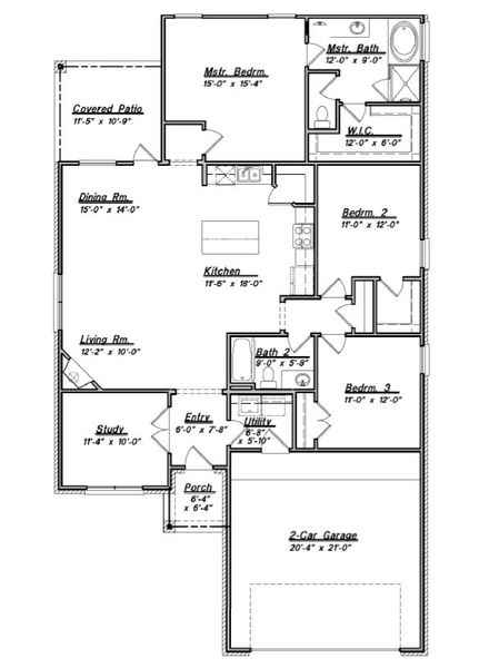 2D floor plan layout for the Floor Plan 1754 by Colina Homes in Grand Magnolia, Magnolia, TX (Image 3). 2D floor plan layout for the Floor Plan 1754 by Colina Homes in Grand Magnolia, Magnolia, TX (Image 3).