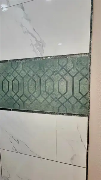 Detailed image of bathroom tile pattern with custom tile work